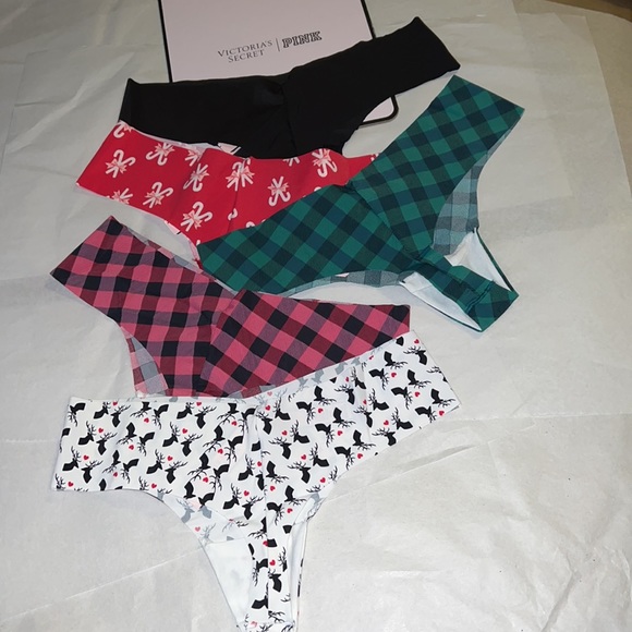 (S) 5pk Holidays Victoria's Secret THONG No Show Panties - Picture 6 of 10